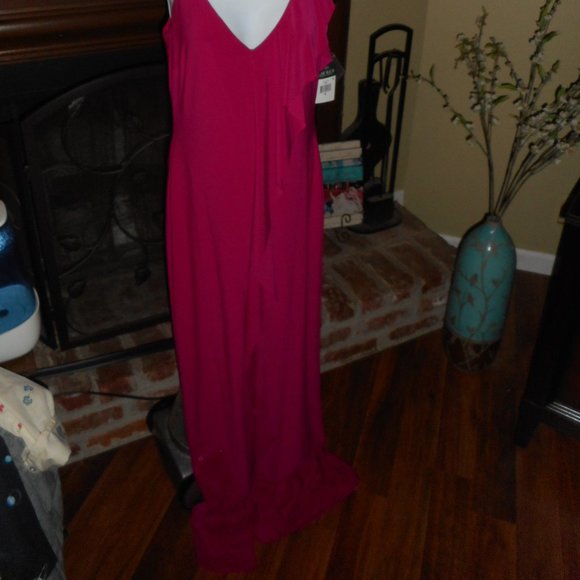 NWT Ralph Lauren Bright Berry Pink full length dress, size 6 - Picture 3 of 11